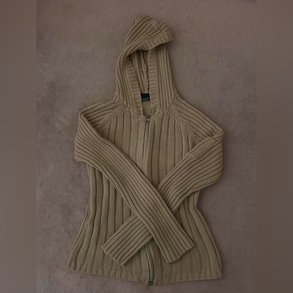 one step up Sweaters - One step up sweaters tan zip up sweater with hood
